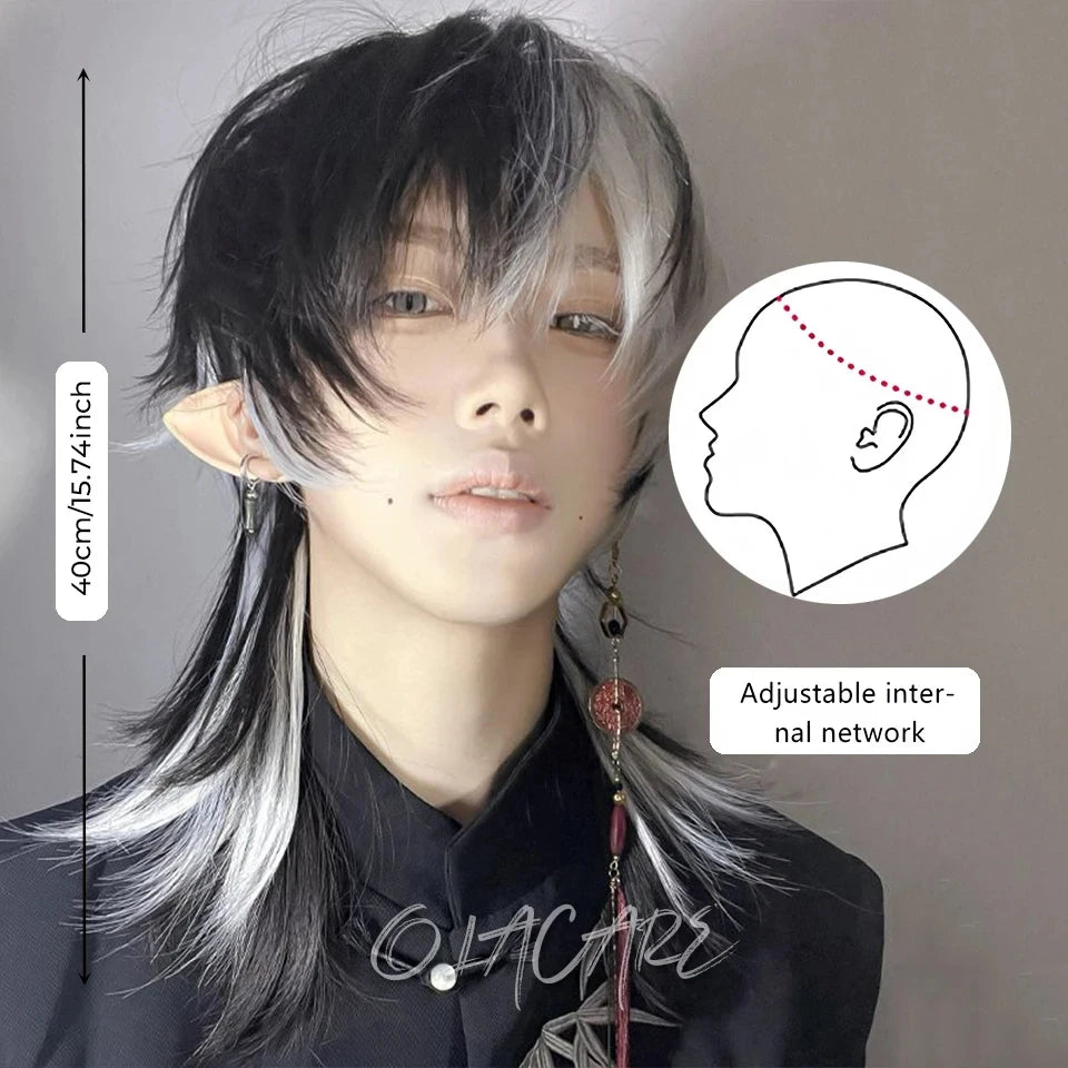 Short Mullet Anime Cosplay Wig with Bangs