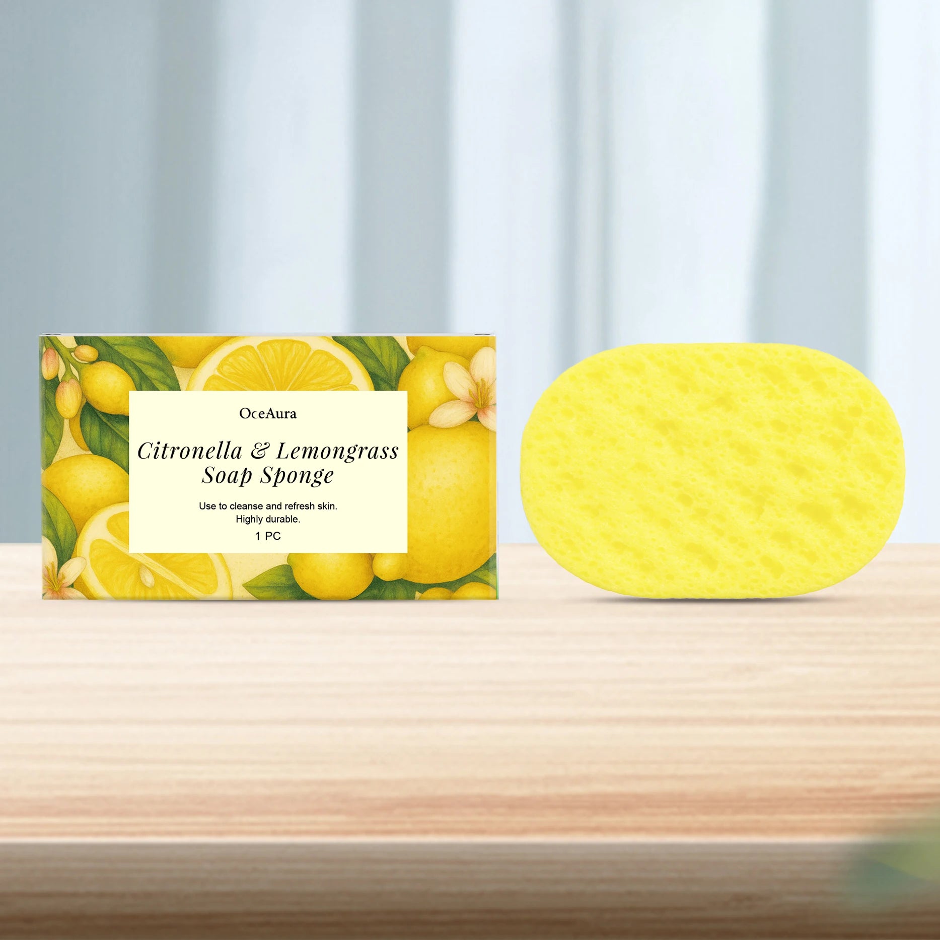 Exfoliating Lemongrass Bath Sponge for Daily Body Cleansing and Skin Care - 7