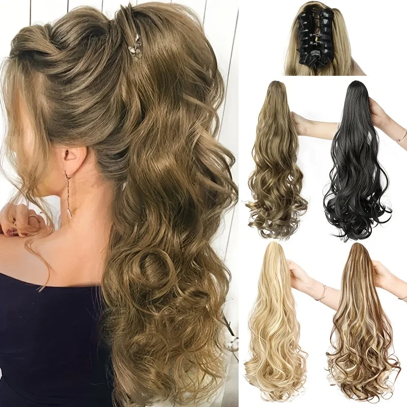 Long Curly Wavy Claw Clip Ponytail Hair Extension for Women - 1