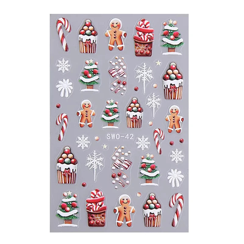 Festive Christmas Cartoon Self-Adhesive Nail Art Decal Stickers - 8