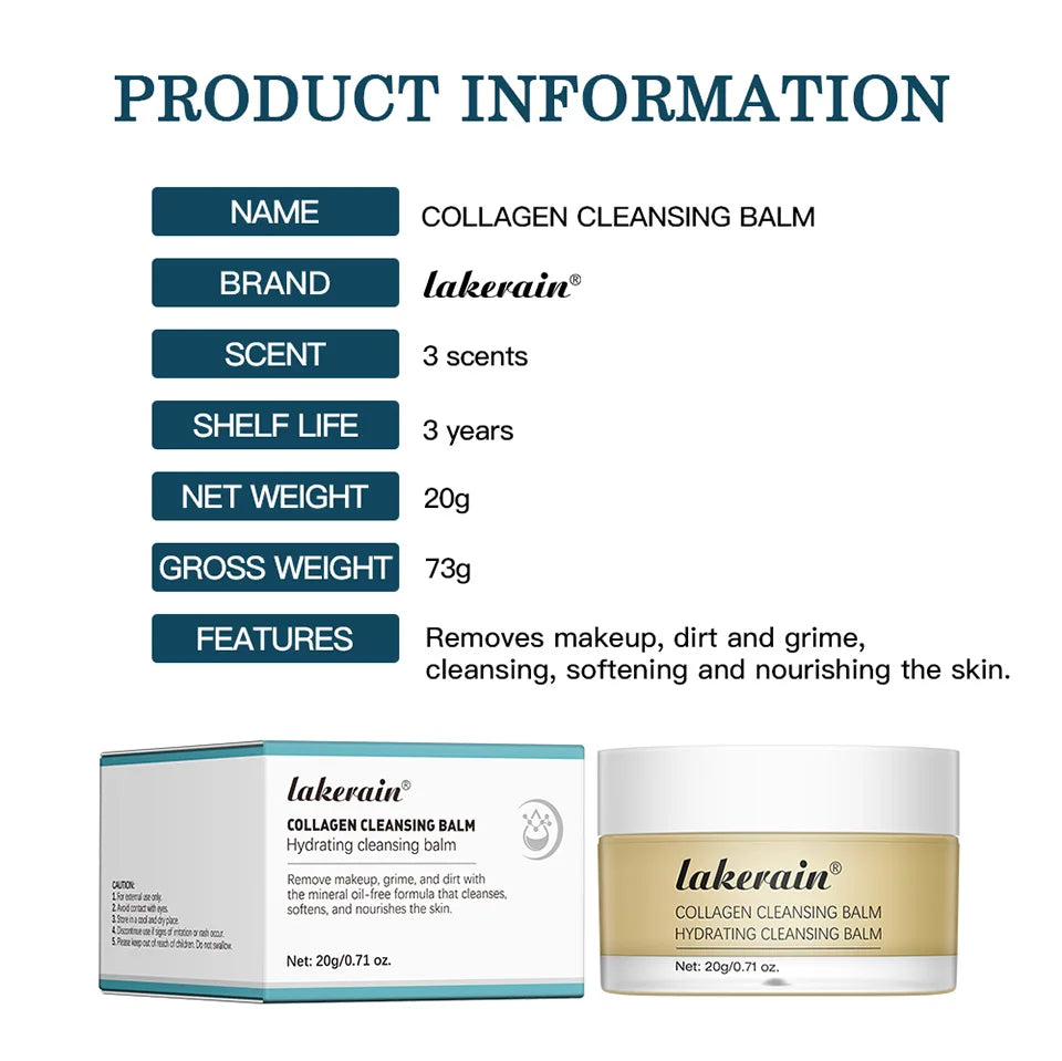 Collagen Cleansing Balm for Deep Makeup Removal and Hydrated Skin