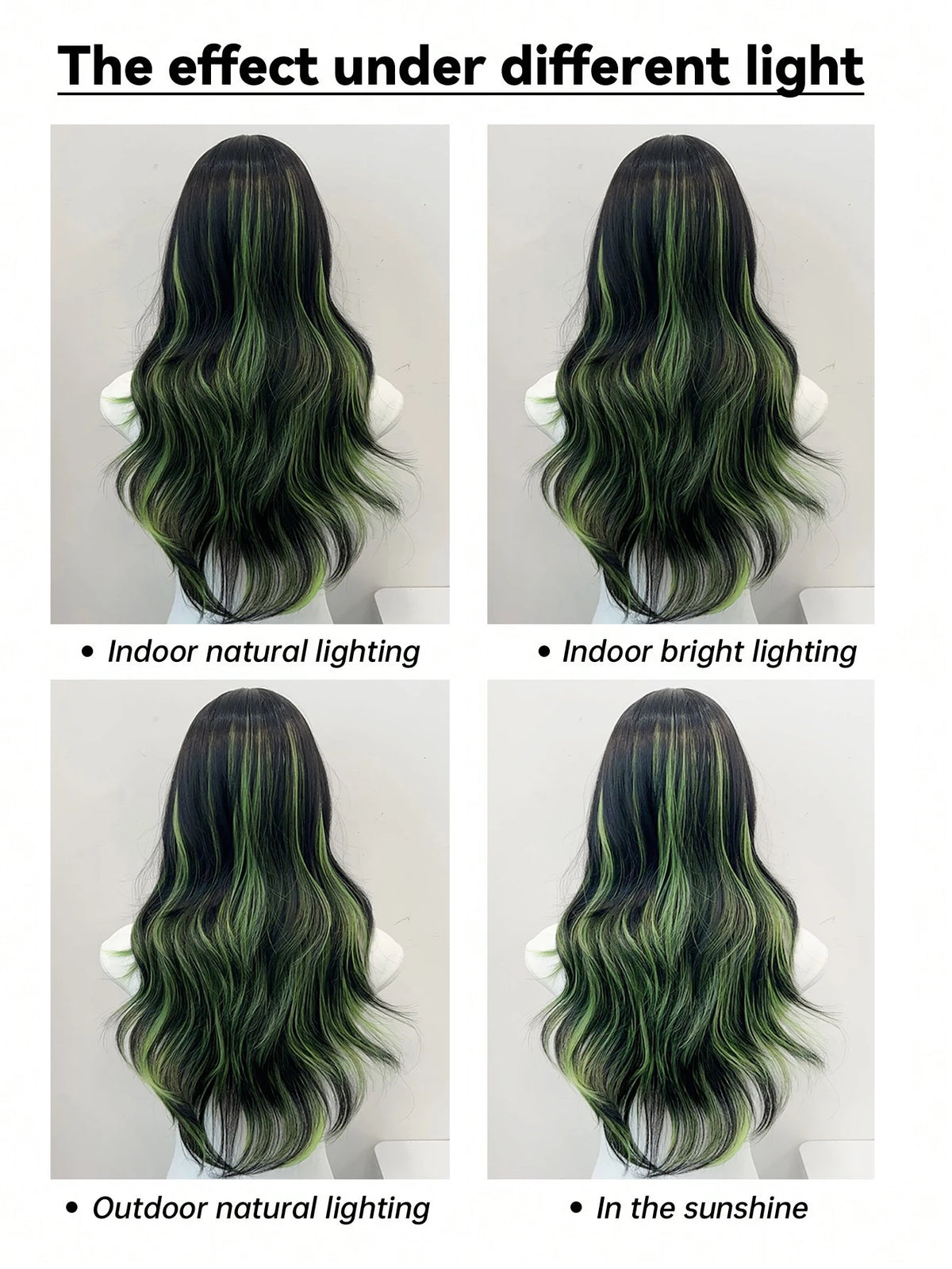 Long Wavy Ombre Green Layered Wig for Cosplay and Daily Wear