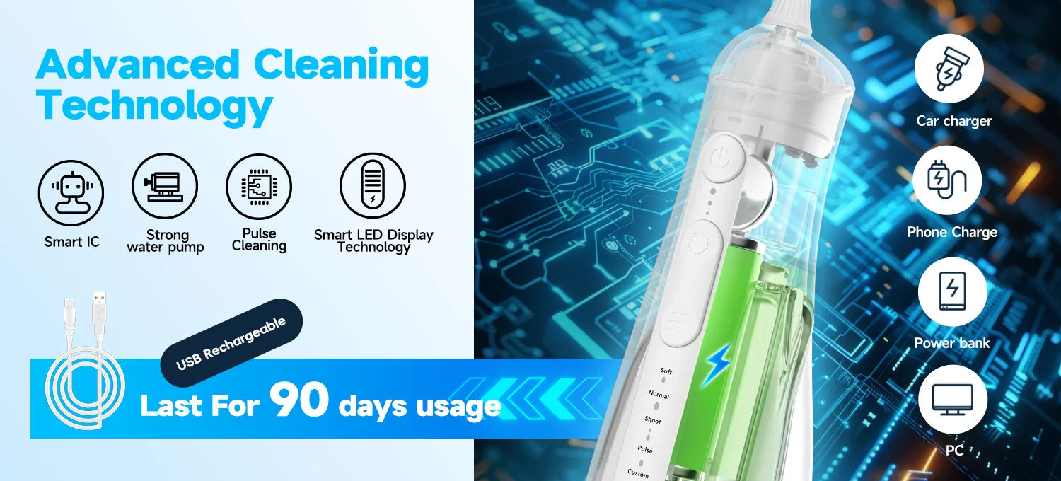 Portable Rechargeable Water Flosser for Deep Teeth and Gum Cleaning - 15