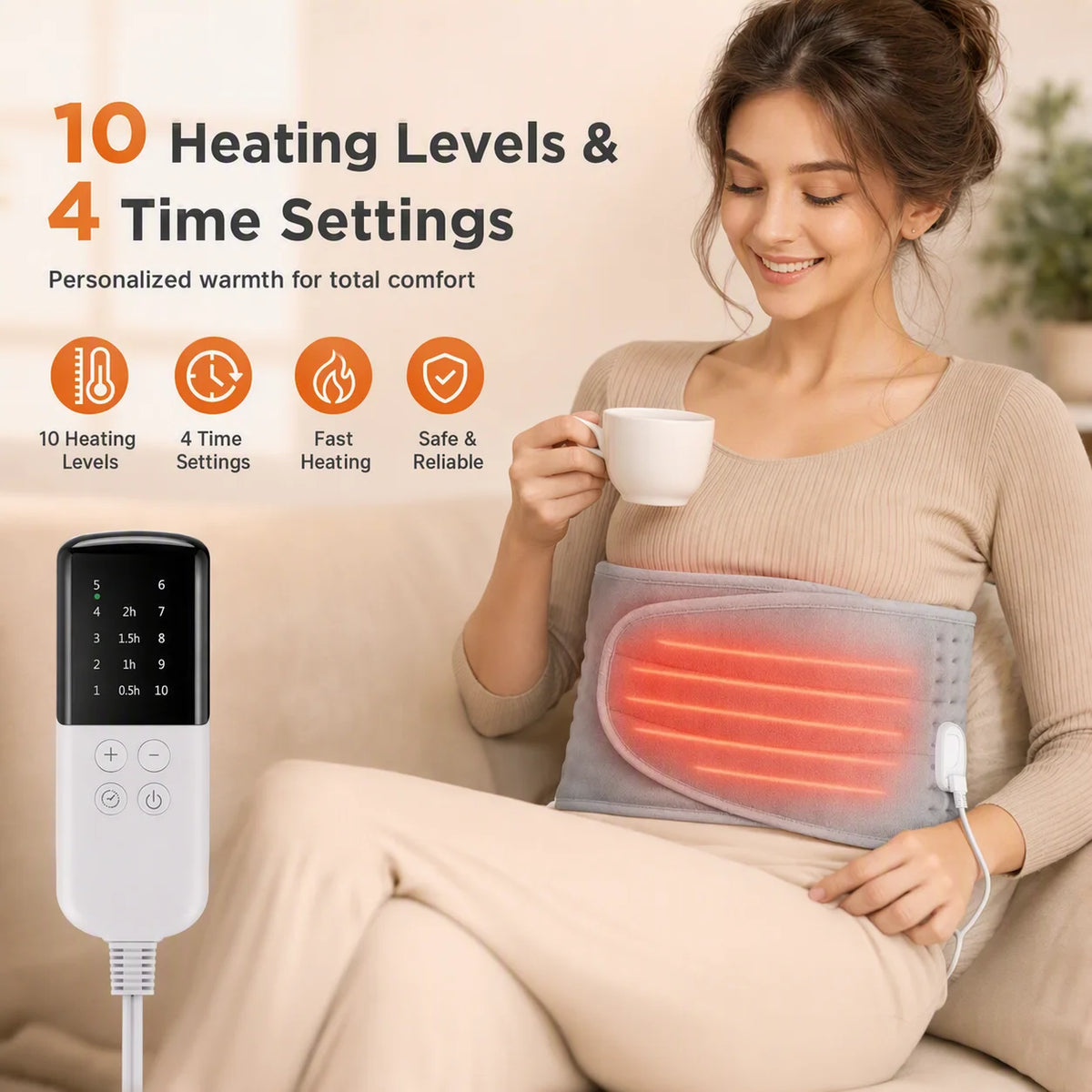 Electric Heated Waist Wrap with Hand Pockets and Adjustable Settings