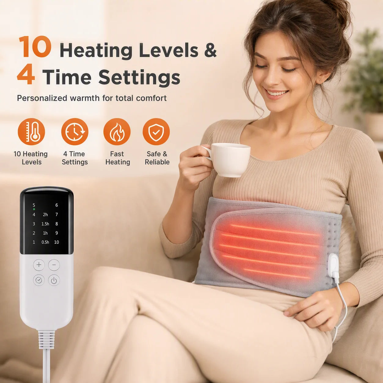Electric Heated Waist Wrap with Hand Pockets and Adjustable Settings - 7