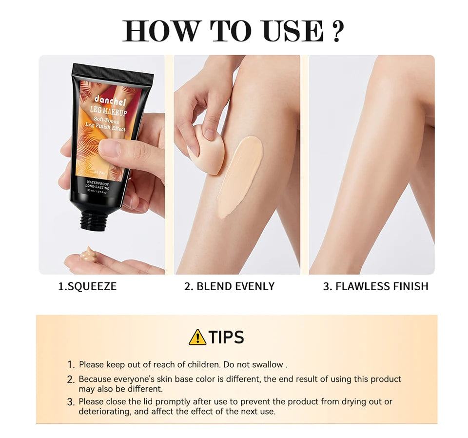 Waterproof Body Foundation for Concealing Scars and Tattoos on Legs