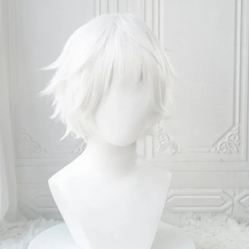 Short White Cosplay Wig for Anime Character Role Play