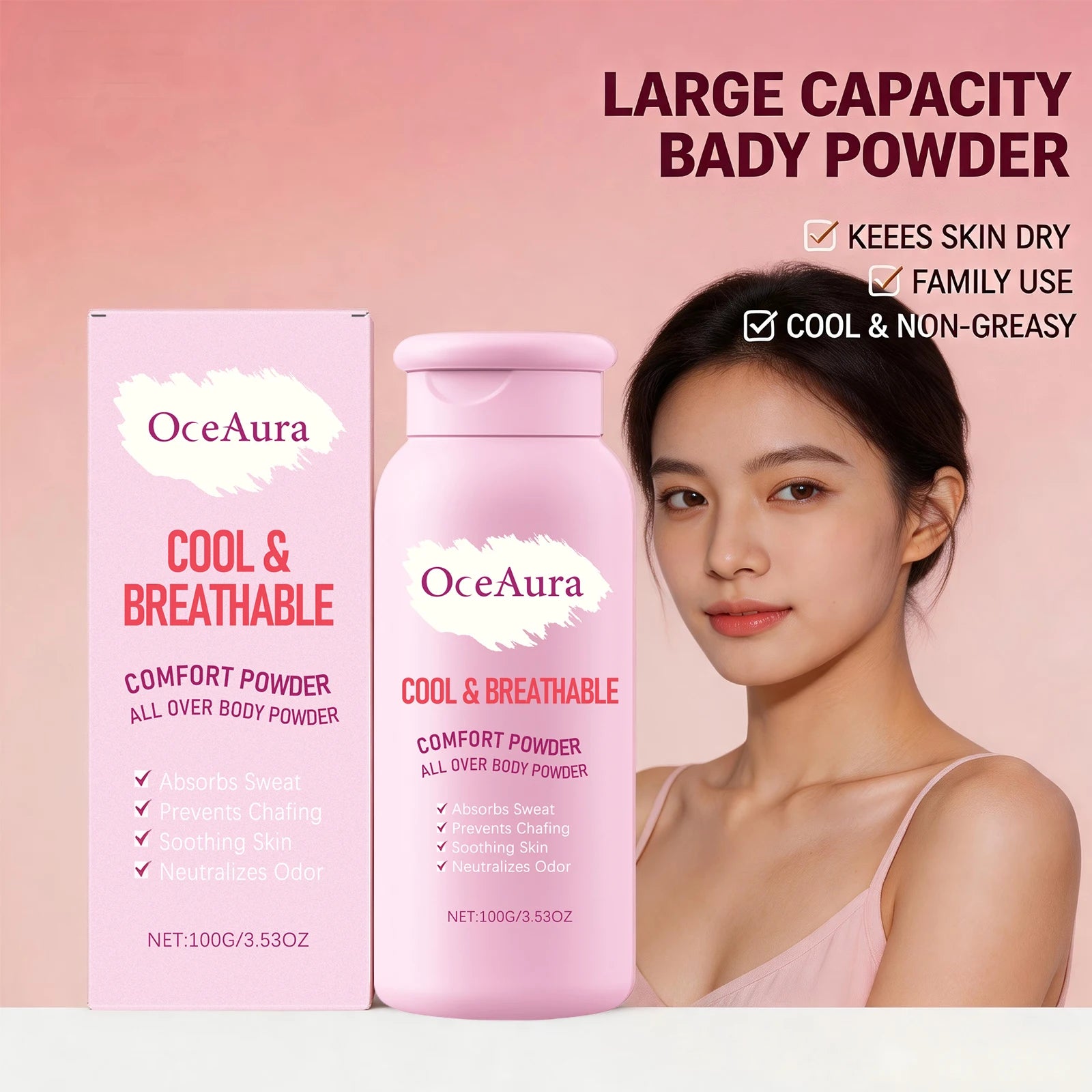 Cooling Sweat-Absorbent Full Body Comfort Powder for Daily Skin Freshness - 9
