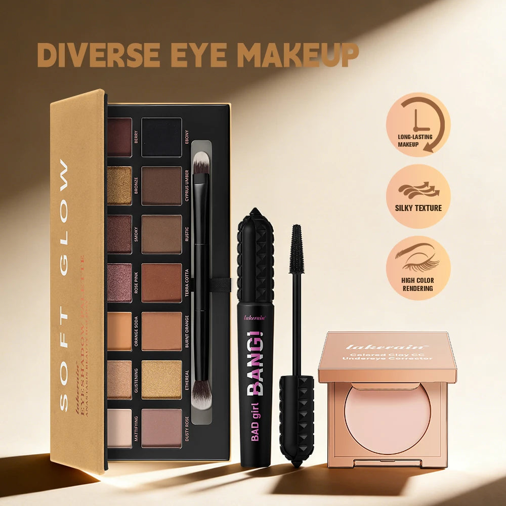 3-Piece Eye Makeup Kit for Flawless Coverage and Defined Lashes - 3
