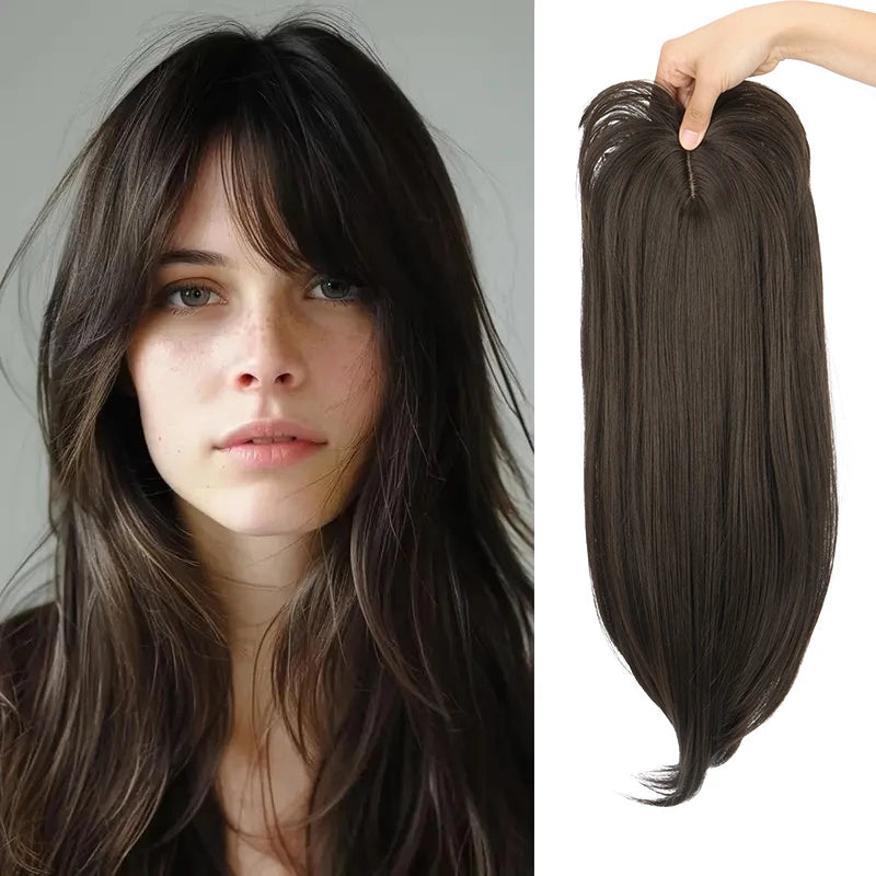 20-Inch Straight Hair Topper with Bangs for Thinning Hair - 15