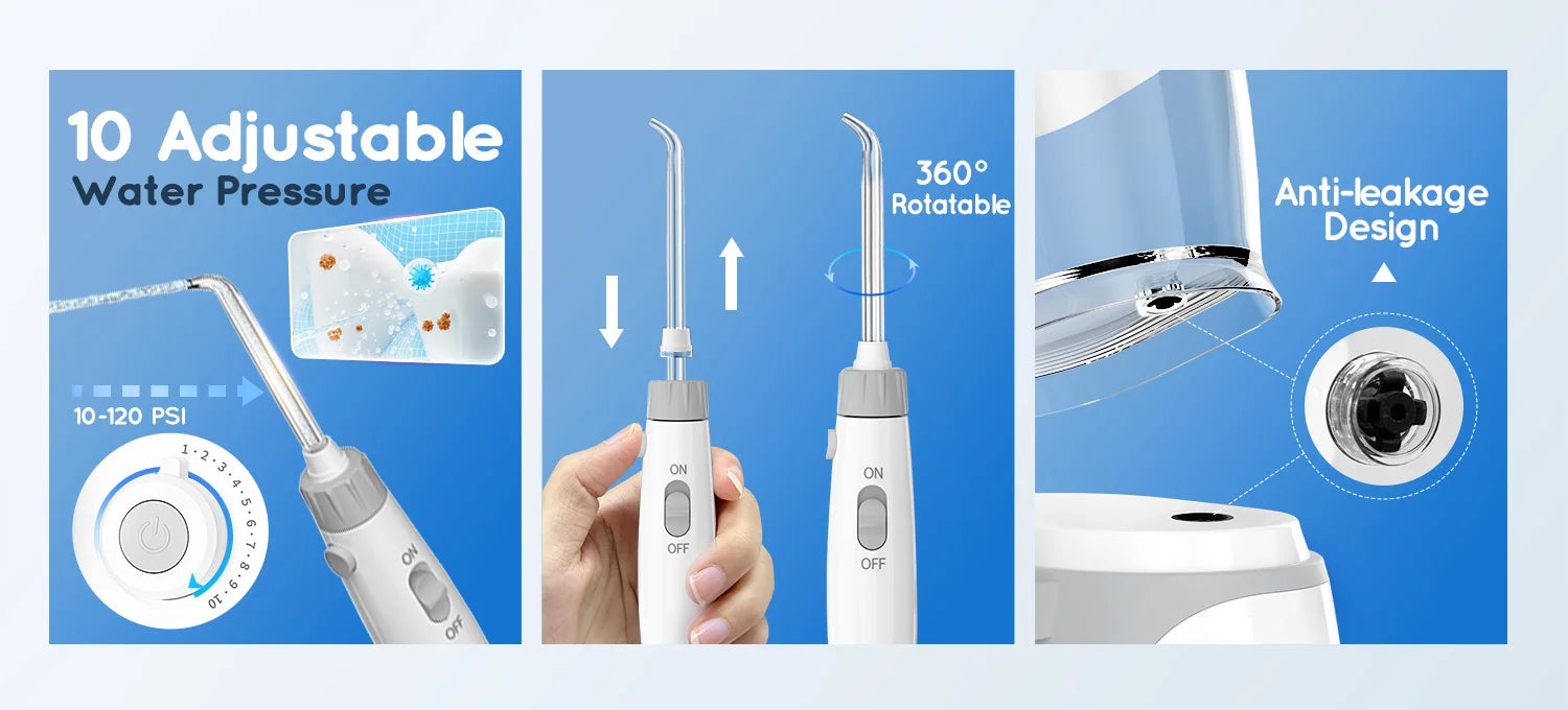 Electric Water Flosser for Teeth with 8 Nozzles and 10 Pressure Settings - 10