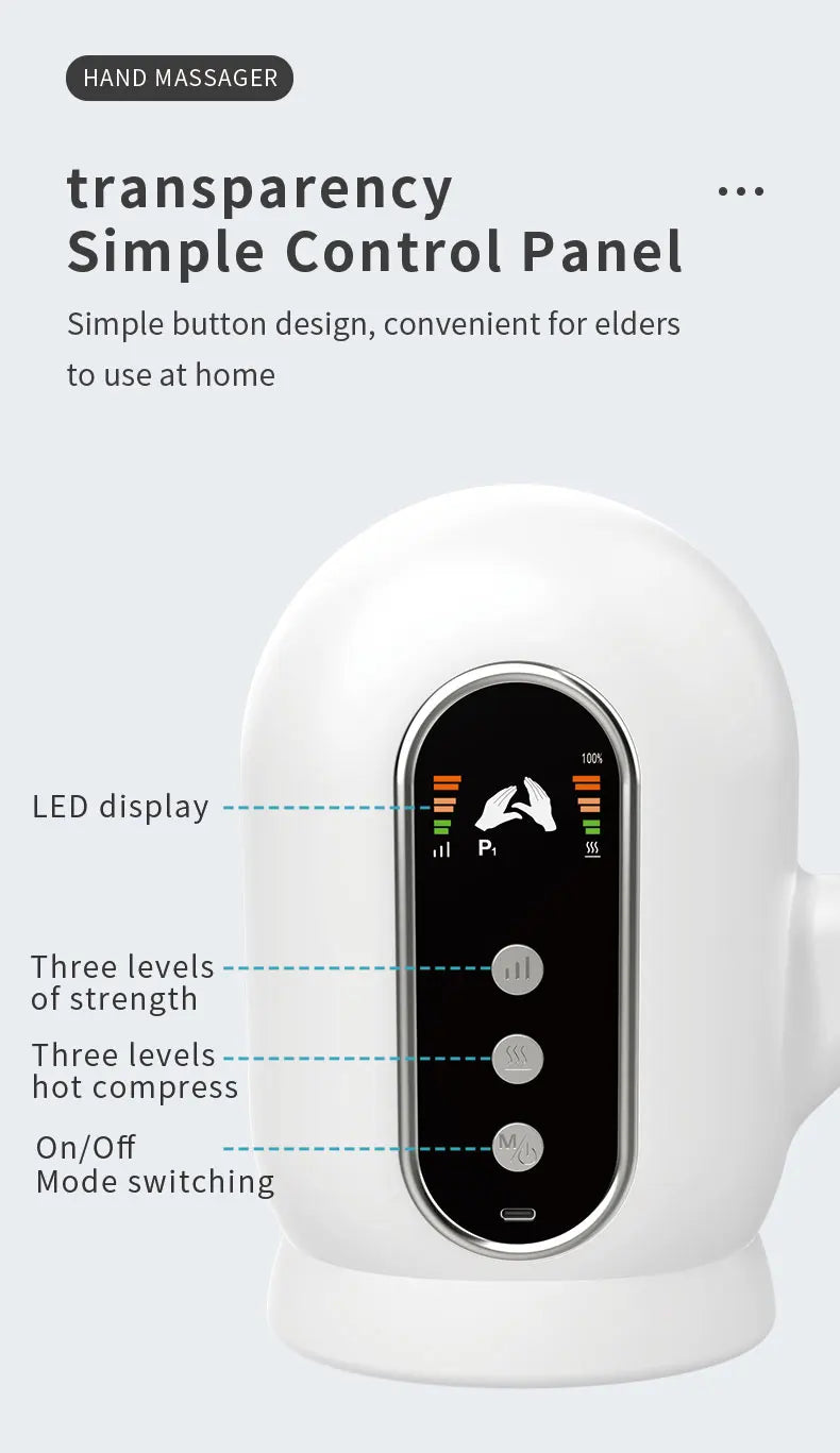 Electric Hand and Wrist Compression Massager with Heat and UV Cleaning