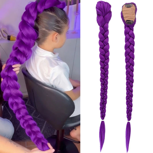 Purple Braided Ponytail Extension for Cosplay and Parties