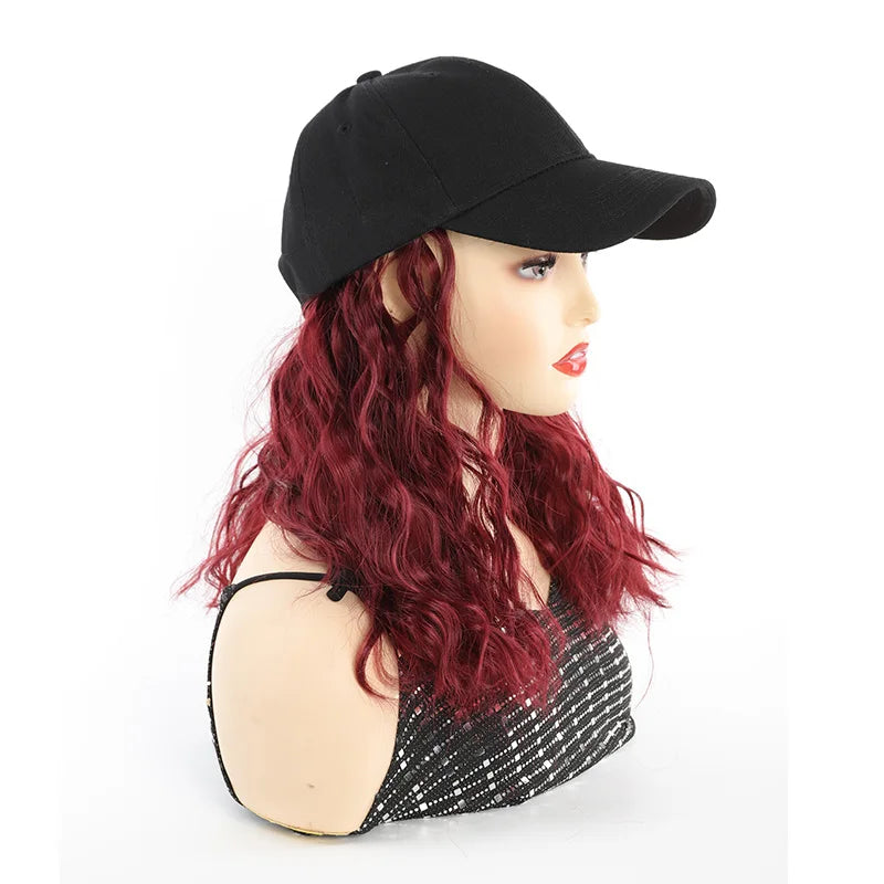 Short Wavy Curly Hair Baseball Cap Wig for Daily Wear - 8