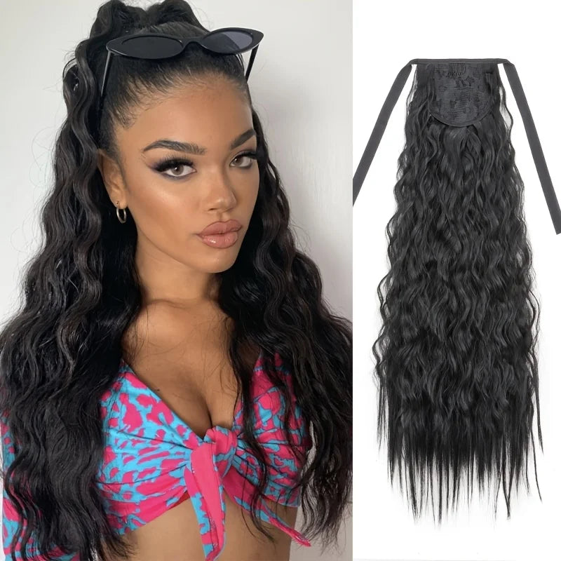 22-Inch Kinky Curly Drawstring Ponytail Hair Extension - 13