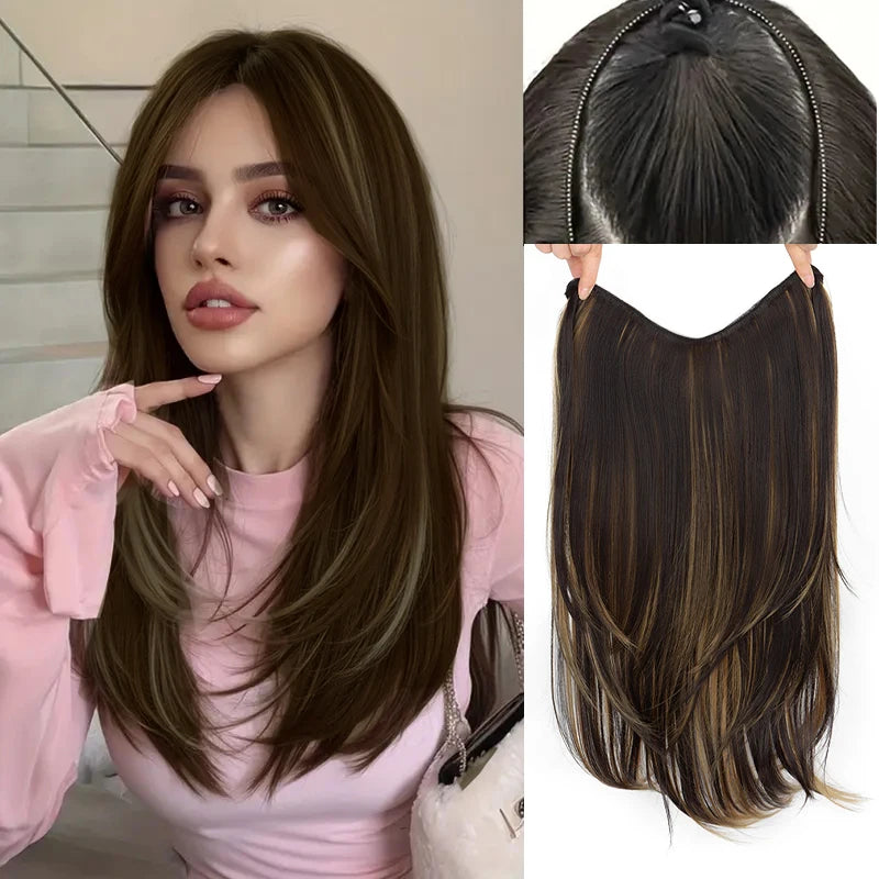 22-Inch V-Shaped Layered Straight Hair Extension for Volume - 13