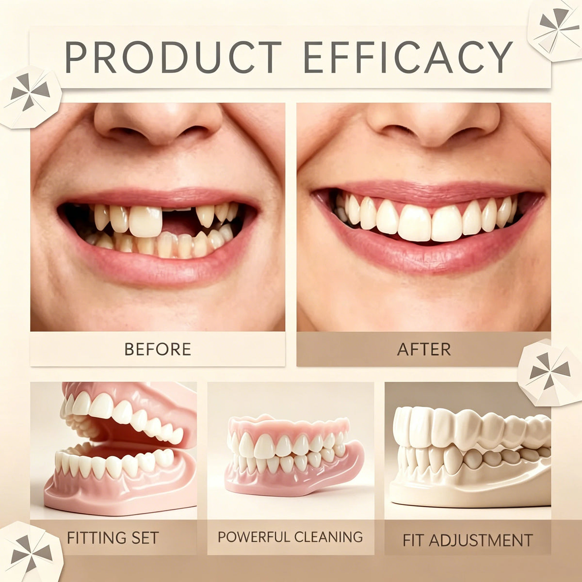 Comfortable Soft Silicone Realistic Dentures for a Bright Confident Smile