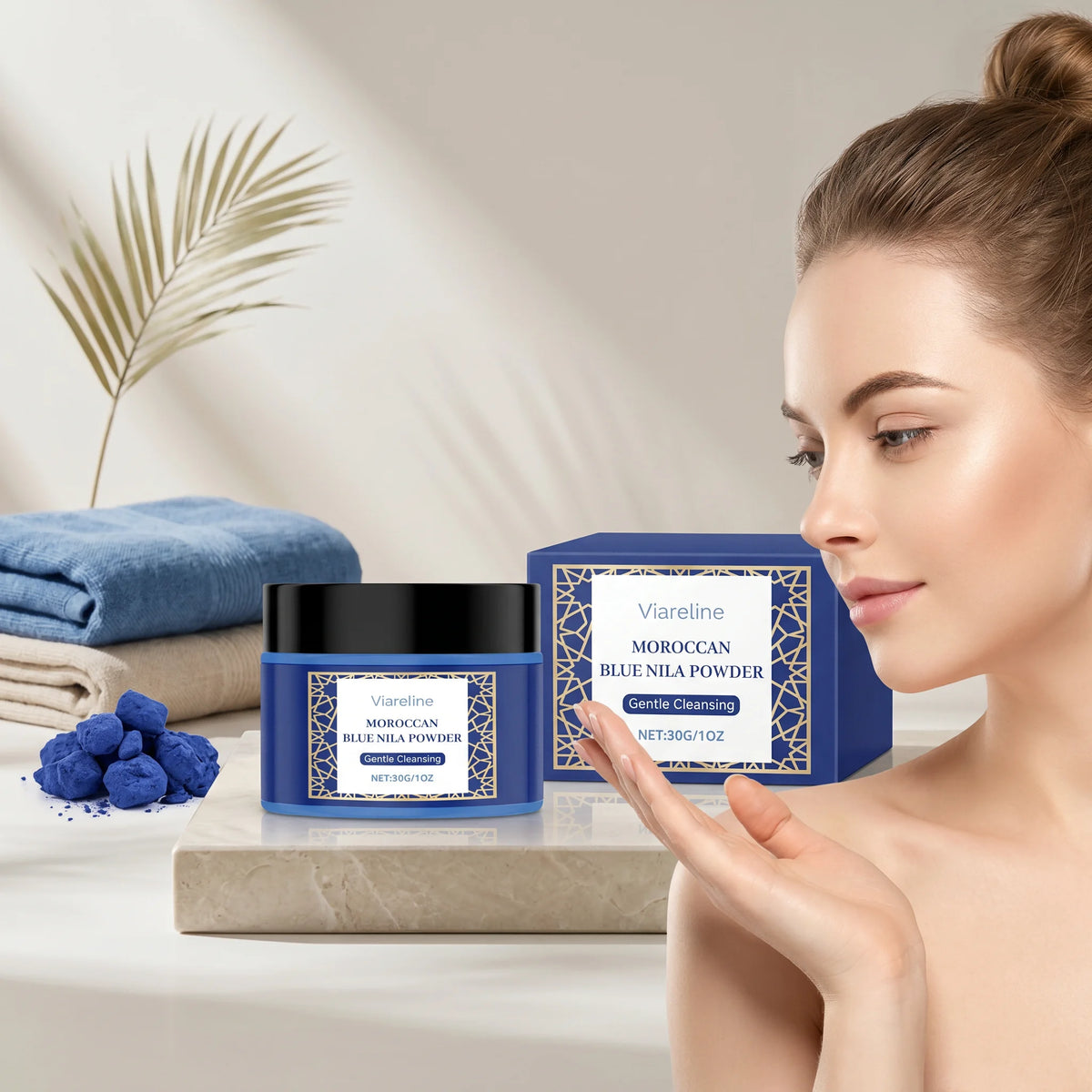 Moroccan Blue Nila Brightening and Exfoliating Facial Cleansing Mask
