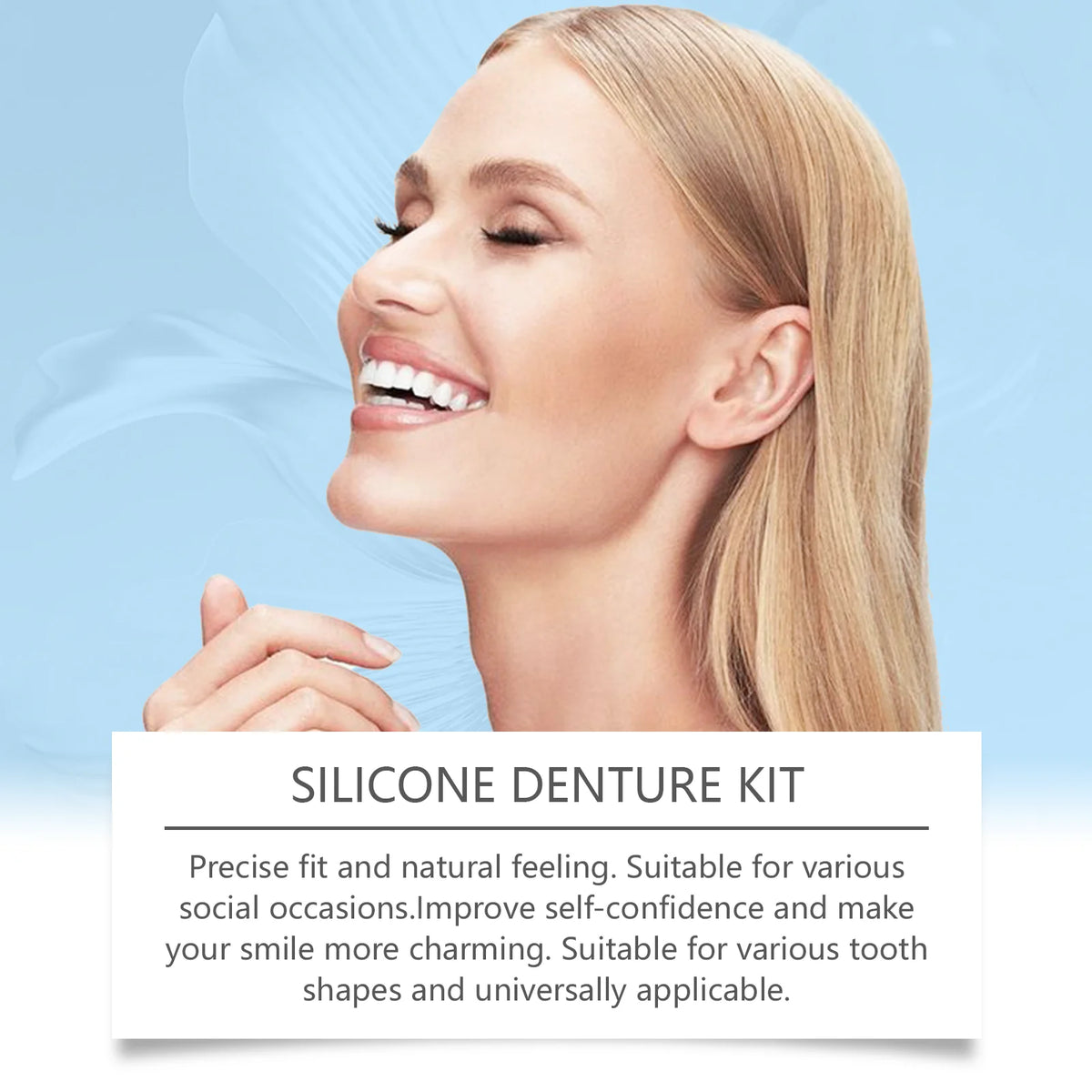 Comfortable Silicone Full Denture Set for Natural Looking Teeth Smile