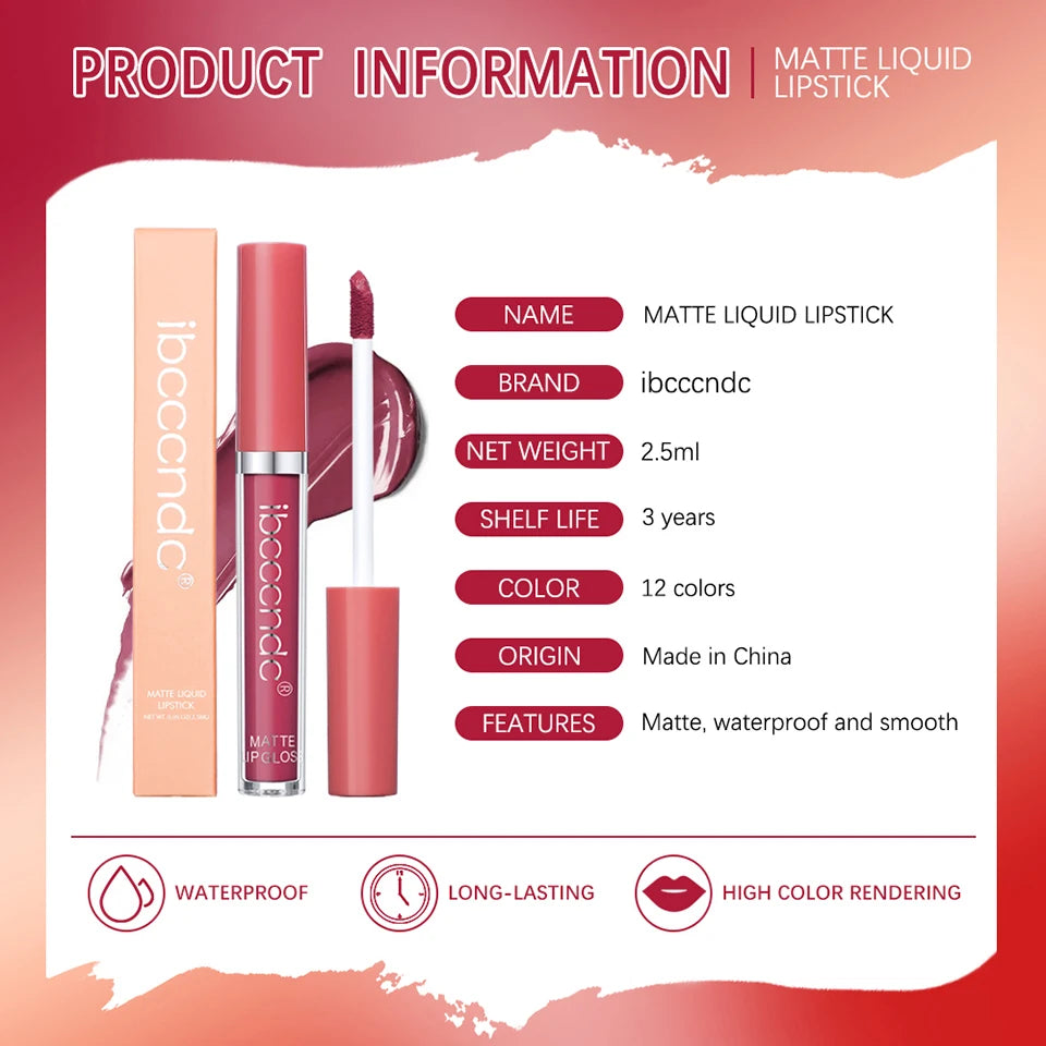 Waterproof Matte Liquid Lipstick for Long Lasting All Day Wear
