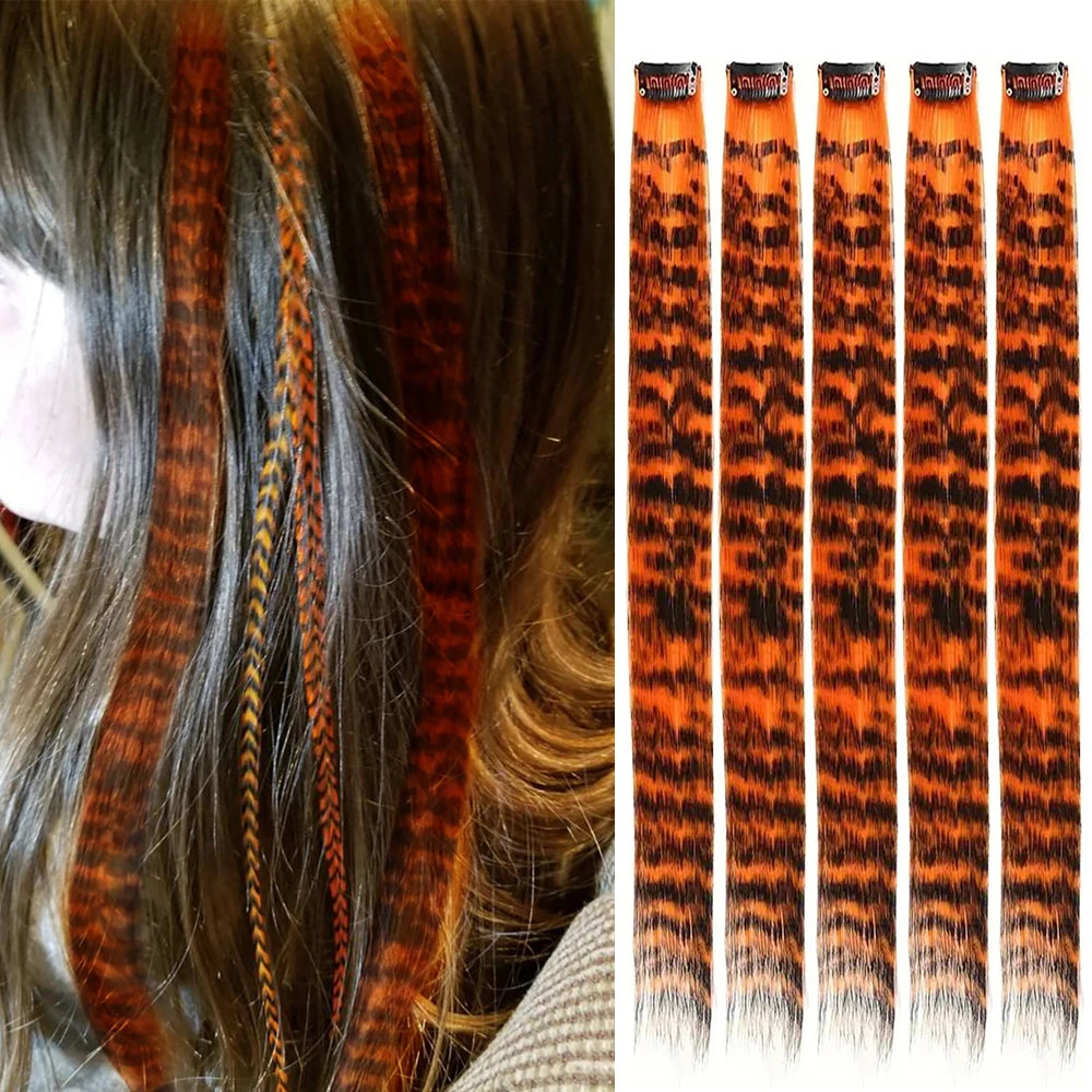 Stripe Printed Clip-in Hair Extensions for Parties - 16
