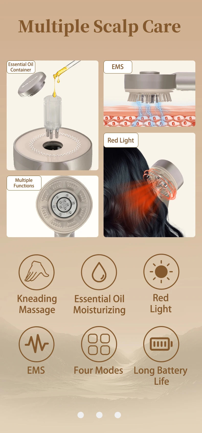 Electric Scalp Massage Comb with Red Light Therapy and Serum Applicator