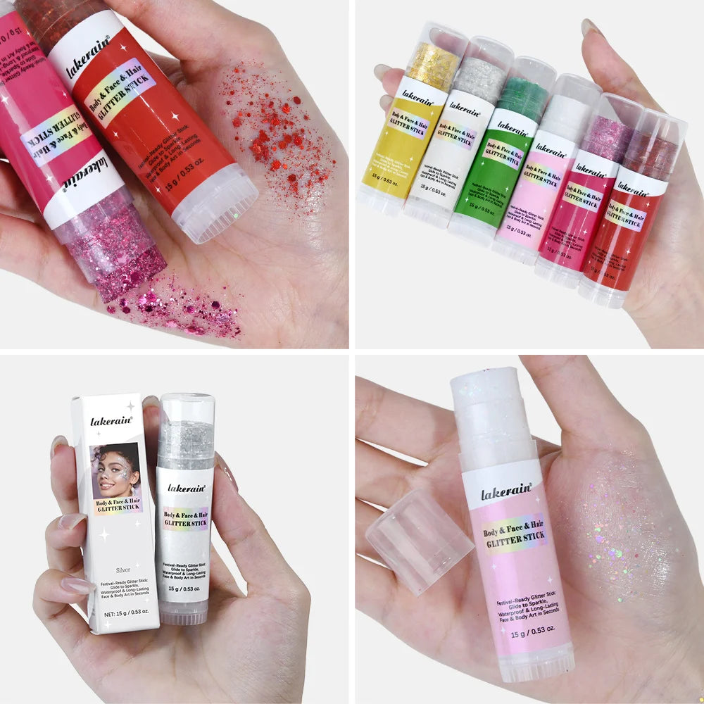 Shimmer Glitter Balm Stick for Face, Hair and Body Makeup