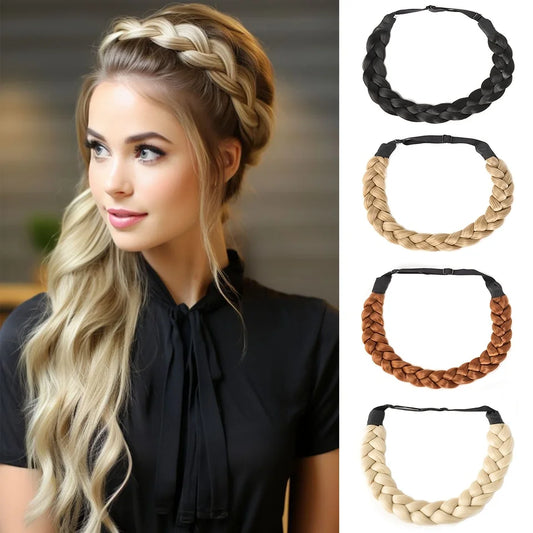 Adjustable Braided Synthetic Hair Headband for Quick Styling