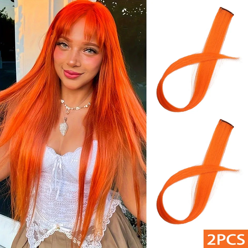 Clip-In Colorful Synthetic Hair Extensions for Parties and Daily Wear - 12