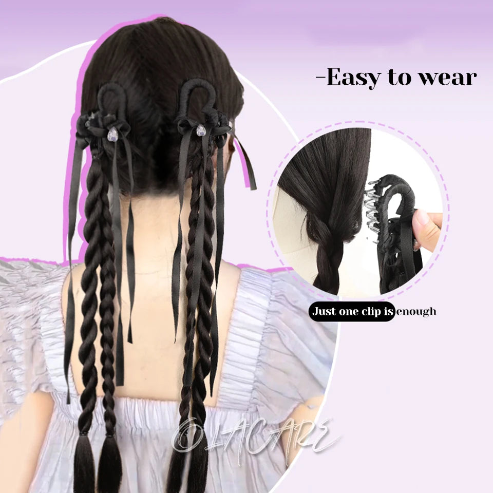 Long Clip-In Bubble Braid Ponytail Hair Extension for Daily Styling - 16