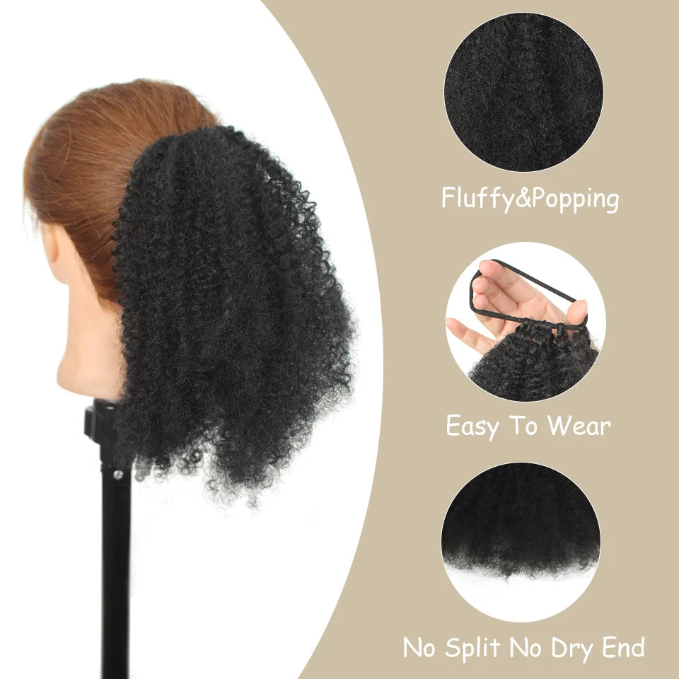 10-Inch Curly Afro Puff Ponytail for Women
