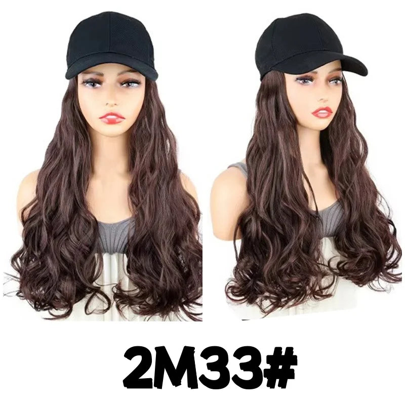 Long Curly Hair Wig with Integrated Baseball Cap for Easy Styling - 16