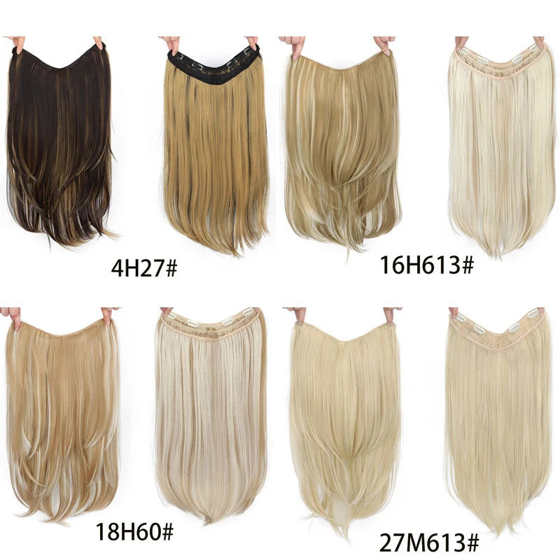 Seamless Long Straight Hair Extension with Clip-In Design for Women - 4