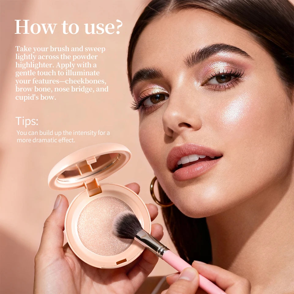 Silky Smooth Highlighter Powder for a Radiant Glass Skin Glow Finish