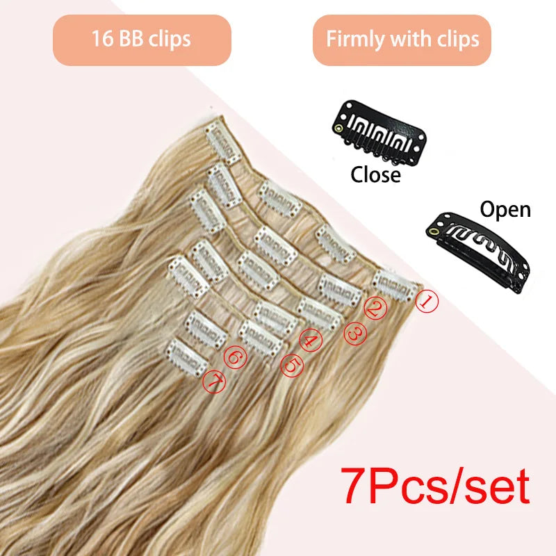 Wavy Curly Clip-In Hair Extension Set for Women - 3