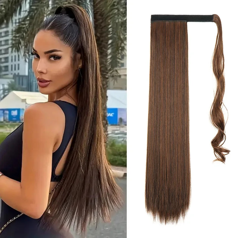 Long Straight Wrap Around Ponytail Clip-In Hair Extension for Women