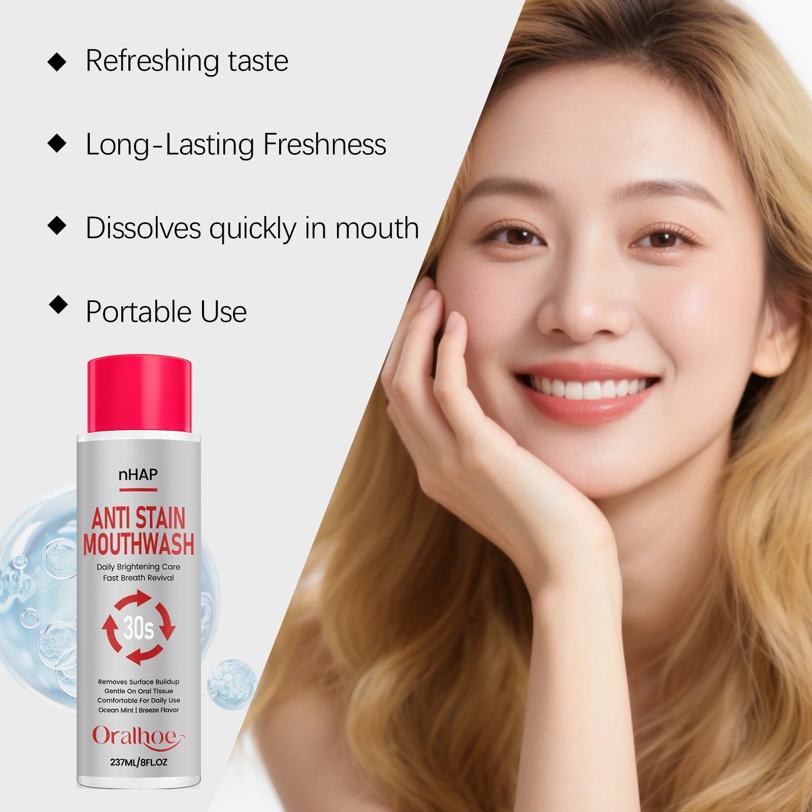 Anti-Stain Whitening Mouthwash for Fresh Breath and Plaque Removal - 11