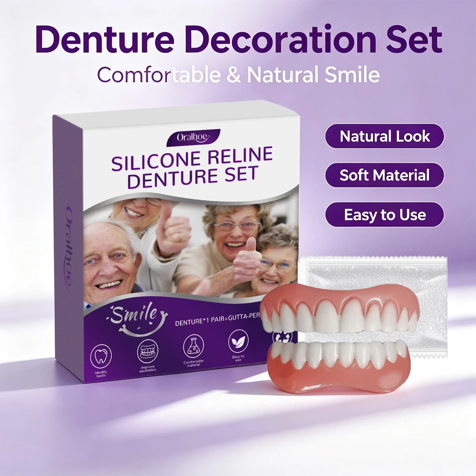 Cosmetic Silicone Denture Set for Instant Natural Smile Improvement - 4