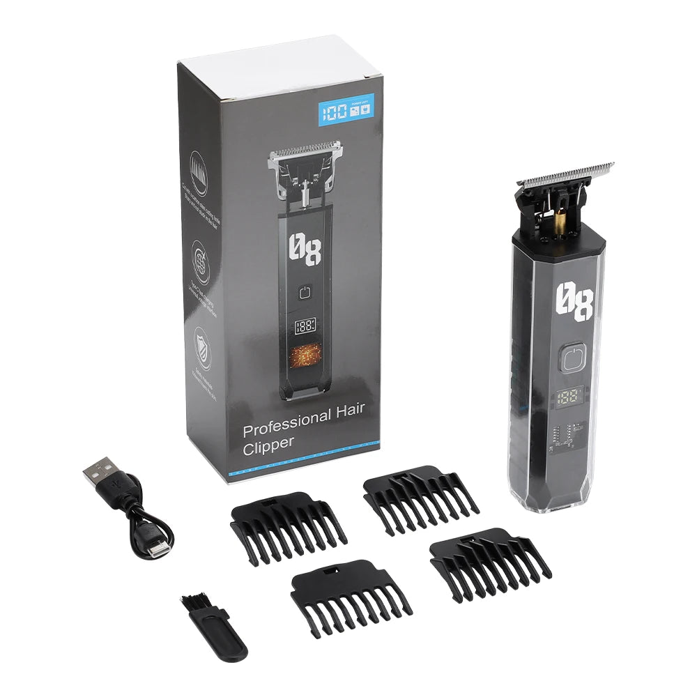Professional Cordless Hair Trimmer with Digital LED Display for Men