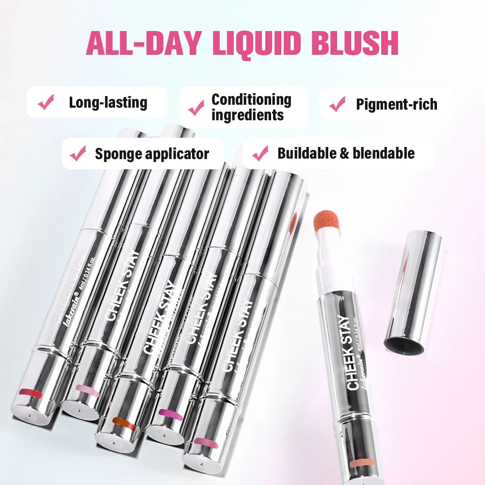 Liquid Blush Stick with Sponge Tip for Natural Matte Cheek Makeup - 3
