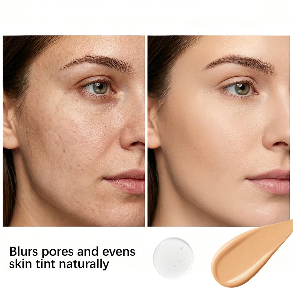 Liquid Foundation and Primer Makeup Set for Long Lasting Natural Finish