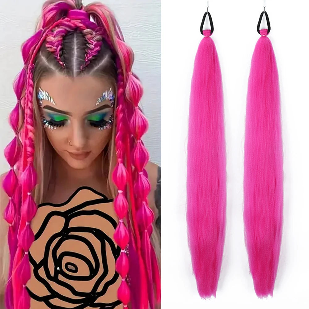 26-Inch Long Synthetic Colorful Ponytail Hair Extension for Women - 23