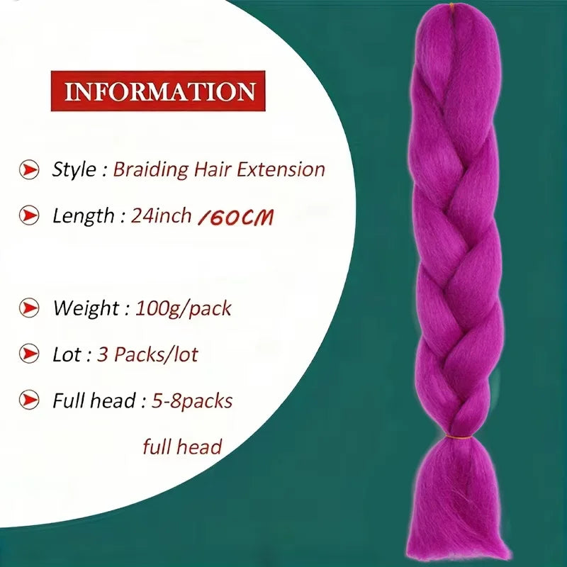 24-Inch Purple Synthetic Jumbo Braiding Hair Extensions - 8