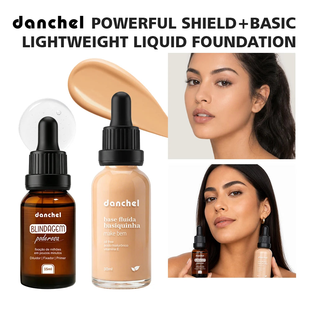 Liquid Foundation and Primer Makeup Set for Long Lasting Natural Finish