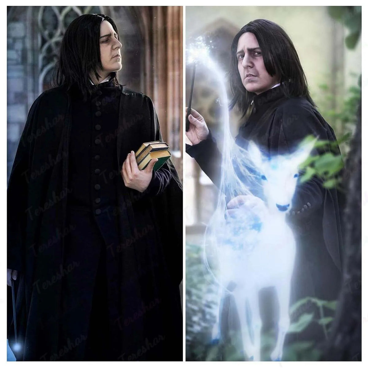 Long Black Synthetic Wizard Costume Wig for Halloween Cosplay Parties