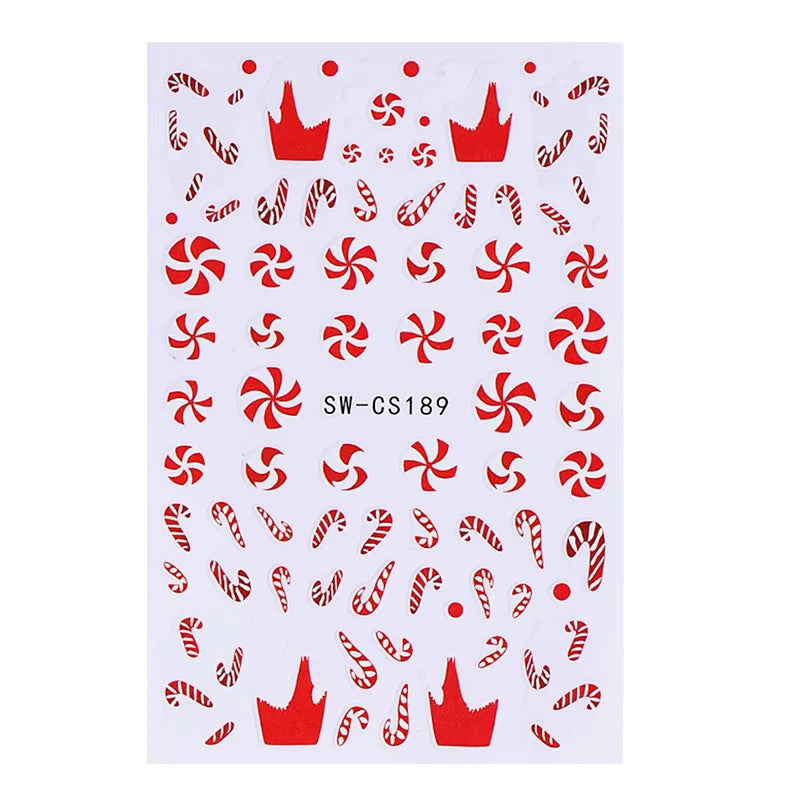 Festive 3D Christmas Nail Art Stickers for Holiday Manicure Decorations