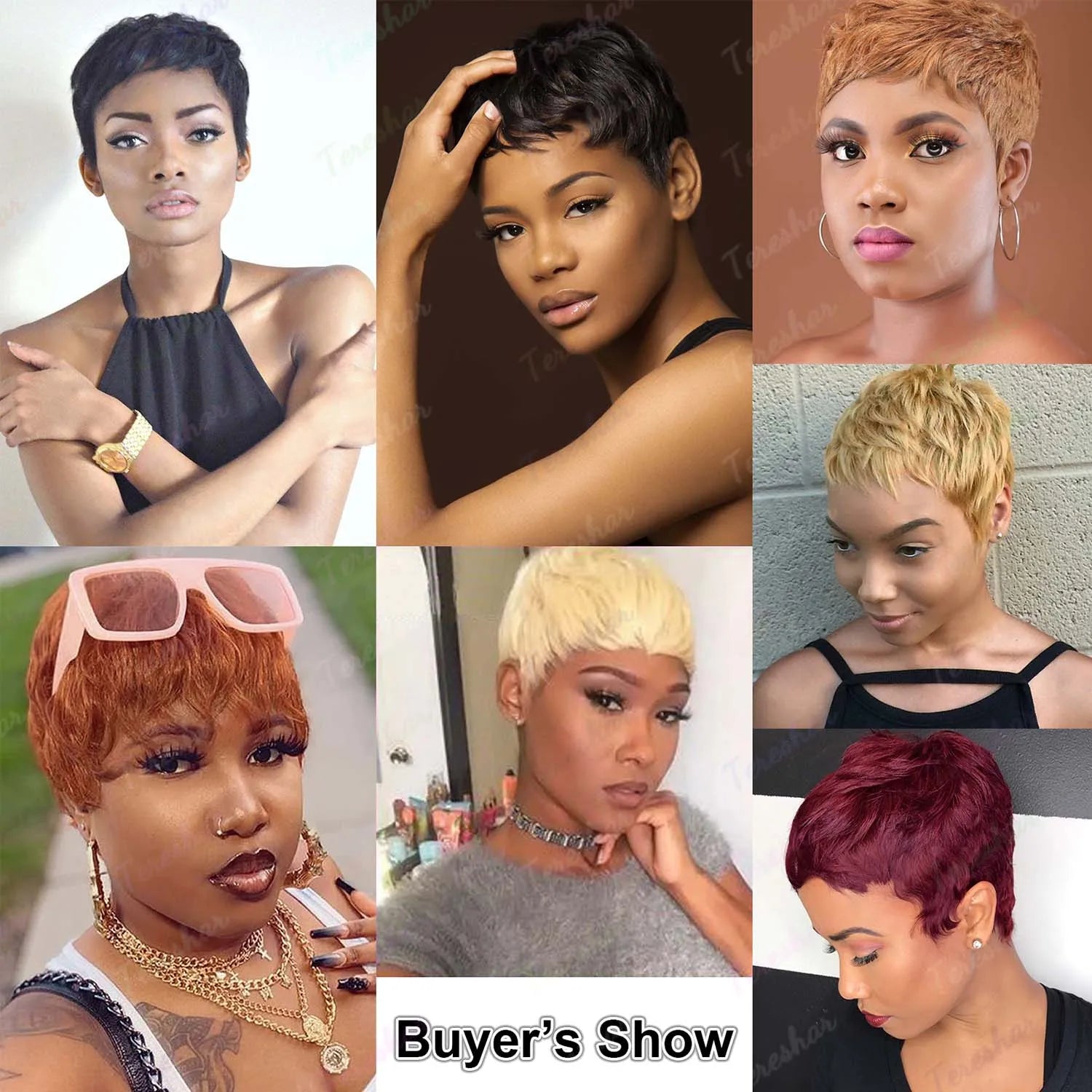 Short Pixie Cut Synthetic Wig with Bangs for Women - 4