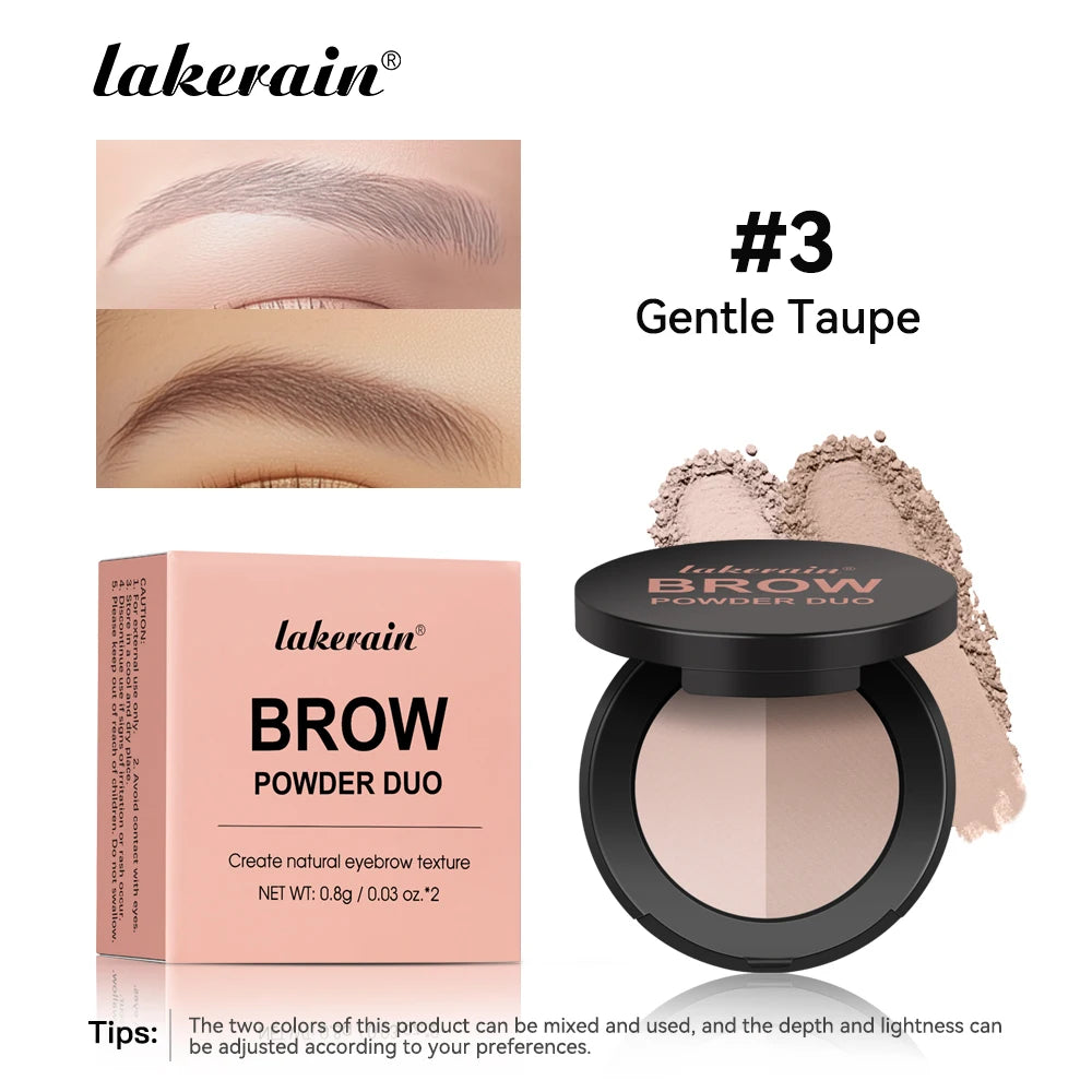 Two-Tone Waterproof Eyebrow Powder for Natural Sculpted Brows and Contouring