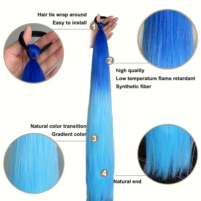 Synthetic Ombre Braided Ponytail Hair Extension for Women