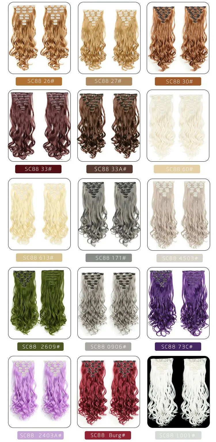 22 Inch Deep Wave Clip-In Hair Extensions Full Head Set - 12